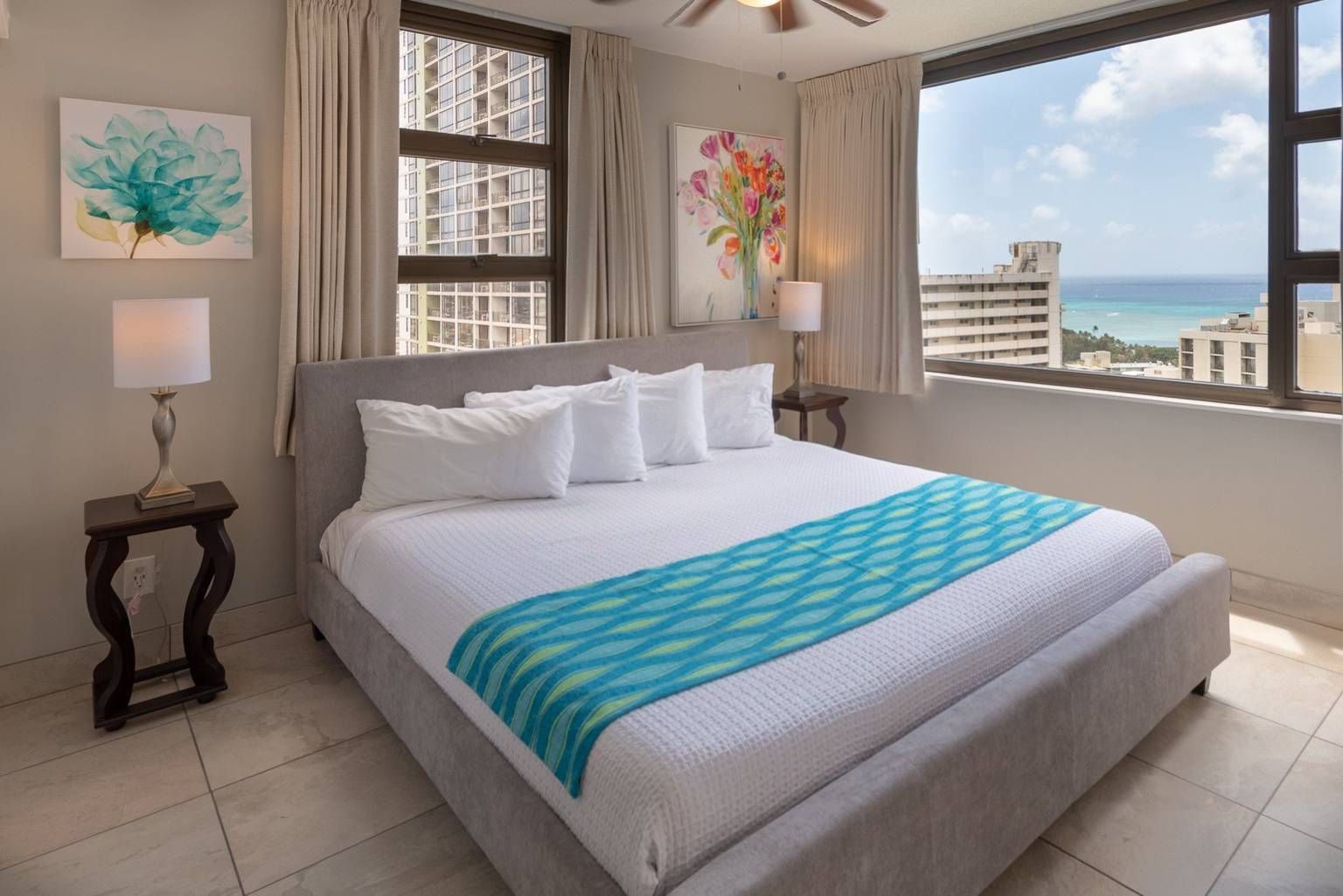 Newly Remodeled Corner Unit at the Waikiki Banyan with Diamond Head
